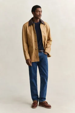 Gant miesten neulepusero Micro Textured Cotton C-Neck, tummansininen