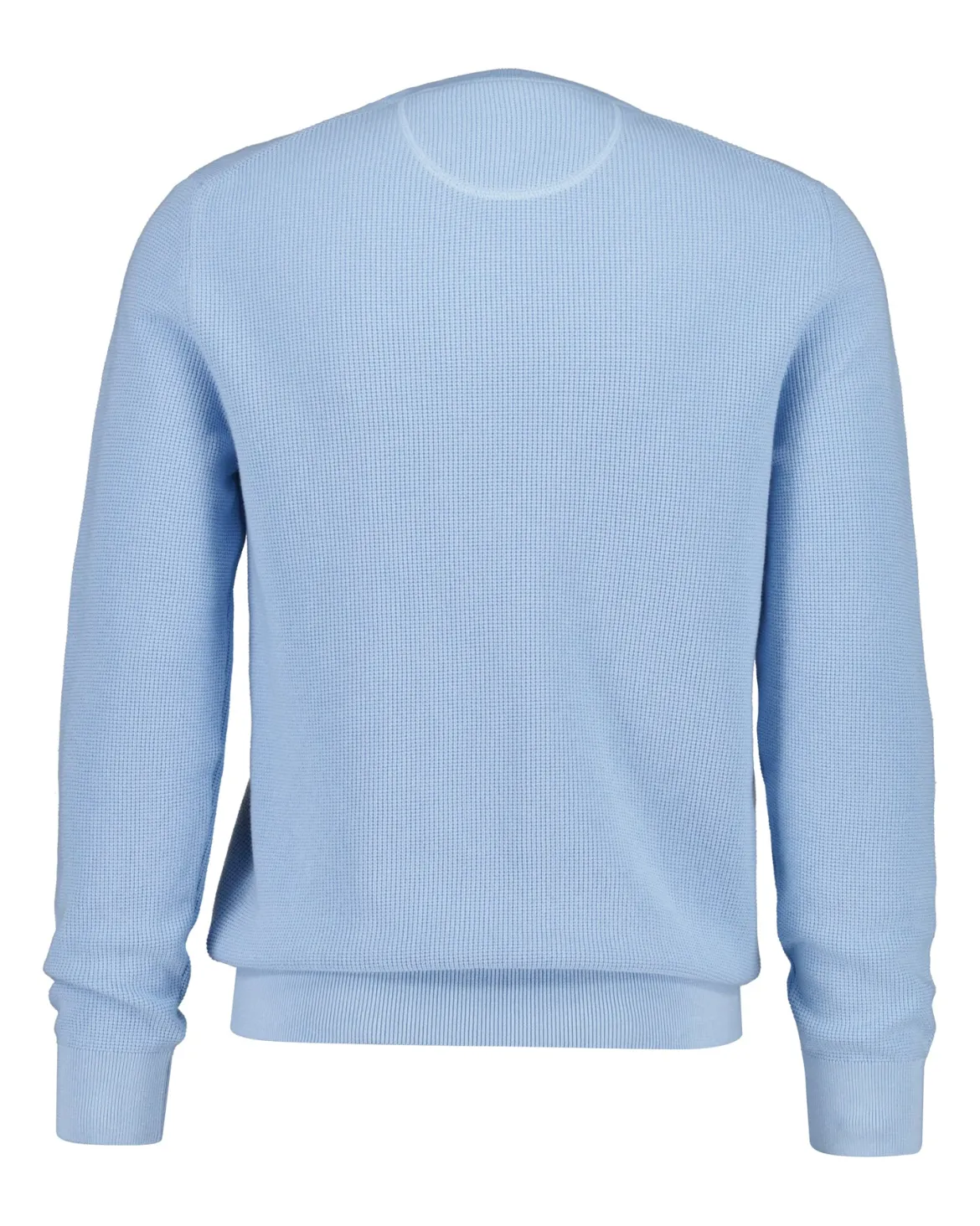 Gant miesten neulepusero Micro Textured Cotton C-Neck, vaaleansininen