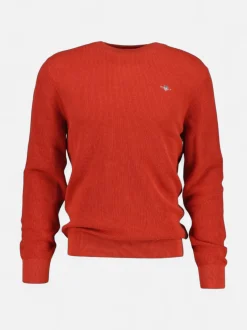 Gant miesten neulepusero Micro Textured C-Neck, Poltettu oranssi