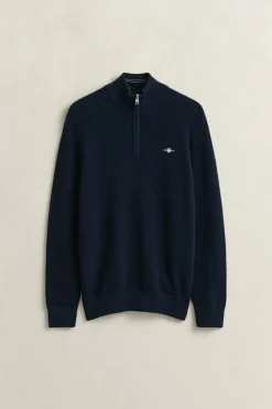 Gant miesten neulepusero Micro Textured Half Zip, tummansininen