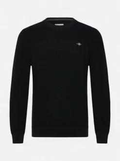 Gant miesten neulepusero Micro Textured C-Neck, musta