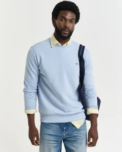 Gant miesten neulepusero Regular Shield C-Neck Sweater, vaaleansininen