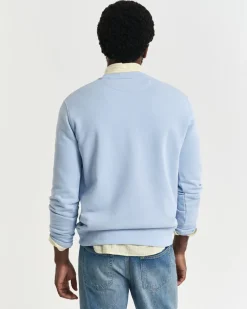 Gant miesten neulepusero Regular Shield C-Neck Sweater, vaaleansininen