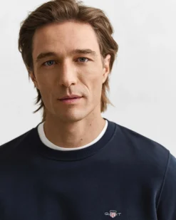 Gant miesten neulepusero Shield C-Neck, tummansininen