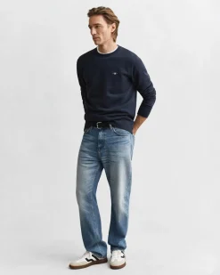 Gant miesten neulepusero Shield C-Neck, tummansininen