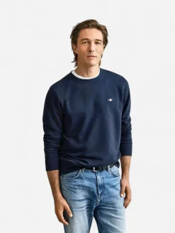 Gant miesten neulepusero Shield C-Neck, tummansininen
