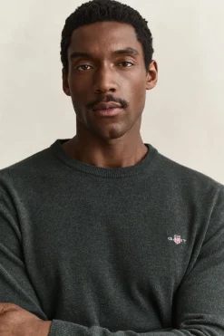 Gant miesten neulepusero Superfine Lambswool C-Neck, tummanvihreä