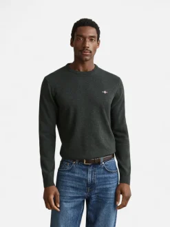 Gant miesten neulepusero Superfine Lambswool C-Neck, tummanvihreä