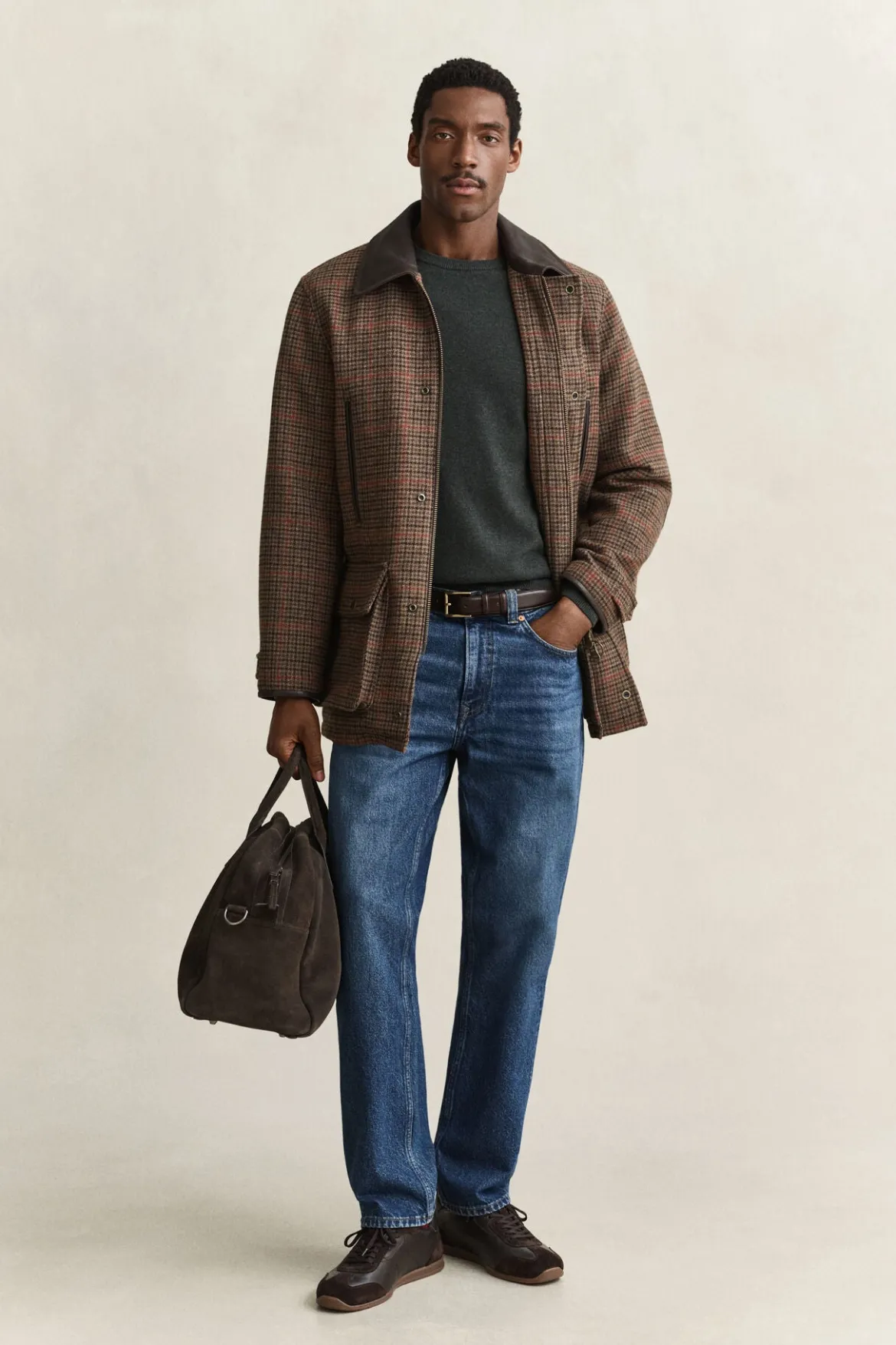 Gant miesten neulepusero Superfine Lambswool C-Neck, tummanvihreä