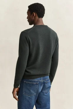 Gant miesten neulepusero Superfine Lambswool C-Neck, tummanvihreä