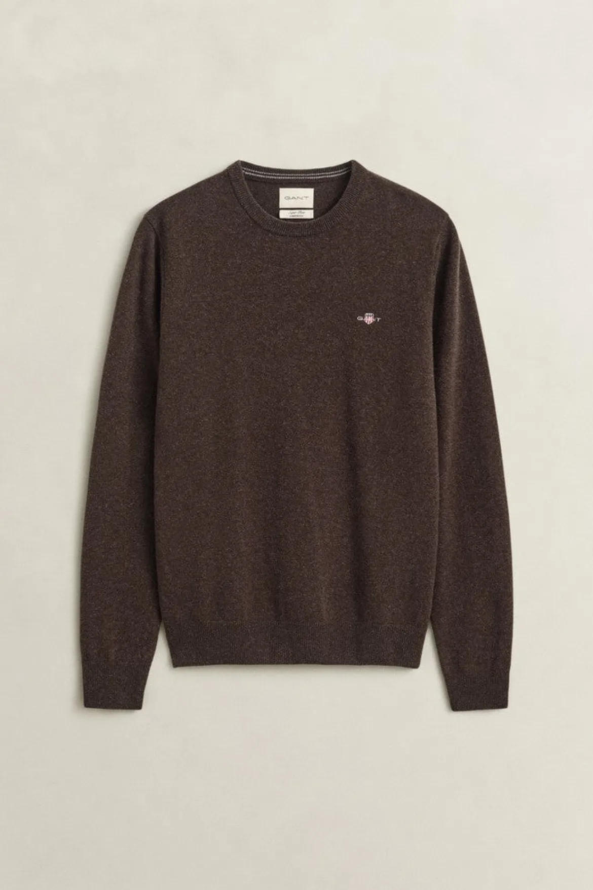 Gant miesten neulepusero Superfine Lambswool C-Neck, tummanruskea