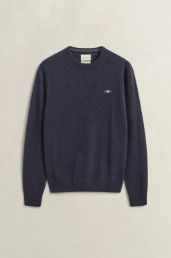 Gant miesten neulepusero Superfine Lambswool C-Neck, Sininen, indigo