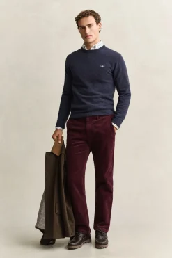 Gant miesten neulepusero Superfine Lambswool C-Neck, Sininen, indigo