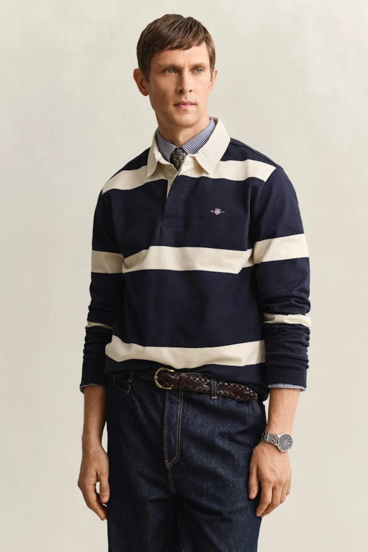 Gant miesten paita Striped Rugger, raidallinen sininen