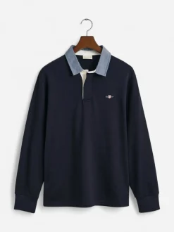 Gant miesten pikeepaita Chambray Heavy Rugger, tummansininen