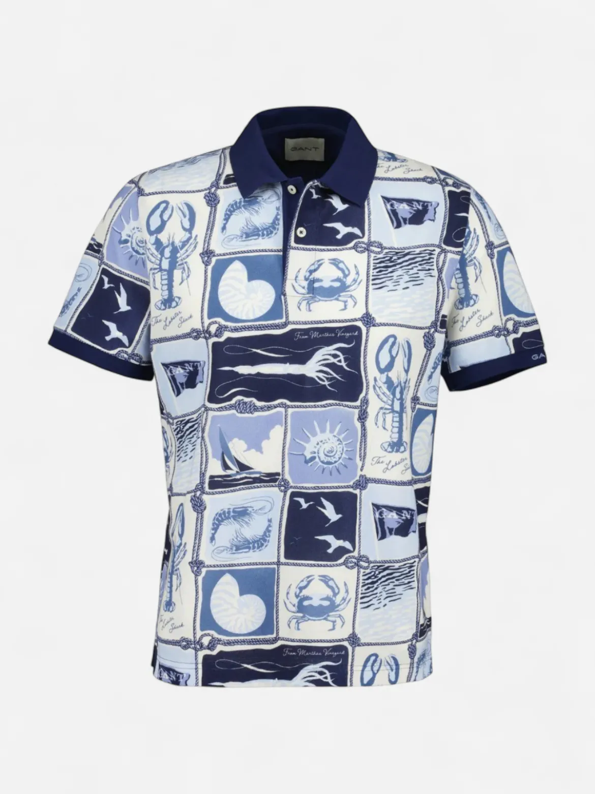 Gant miesten pikeepaita K Printed SS Polo, sininen kuosi