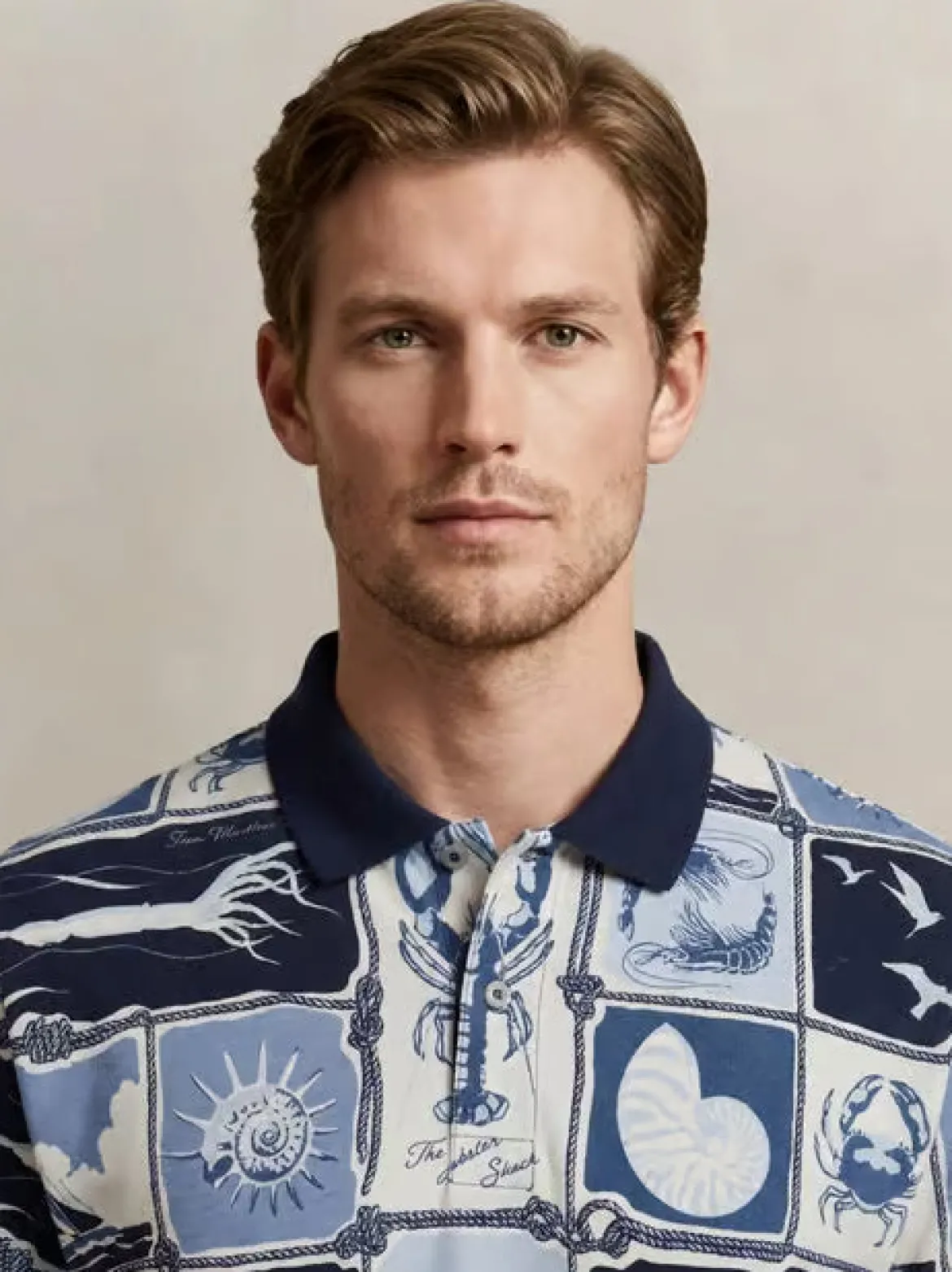 Gant miesten pikeepaita K Printed SS Polo, sininen kuosi