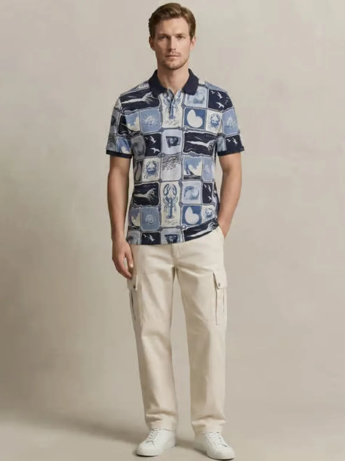 Gant miesten pikeepaita K Printed SS Polo, sininen kuosi