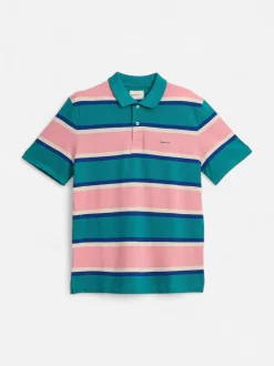 Gant miesten pikeepaita Multi Striped Piqué Polo Shirt, raidallinen pinkki
