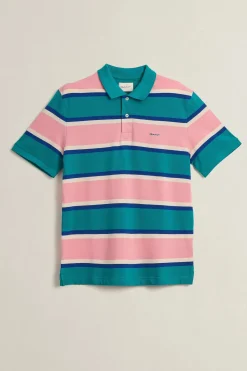 Gant miesten pikeepaita Multi Striped Piqué Polo Shirt, raidallinen pinkki
