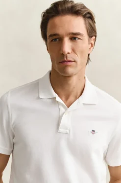 Gant miesten pikeepaita Regular Fit Shield Piqué Polo Shirt, valkoinen