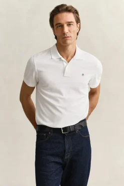 Gant miesten pikeepaita Regular Fit Shield Piqué Polo Shirt, valkoinen