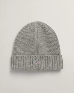Gant miesten pipo, SHIELD WOOL BEANIE Keskiharmaa