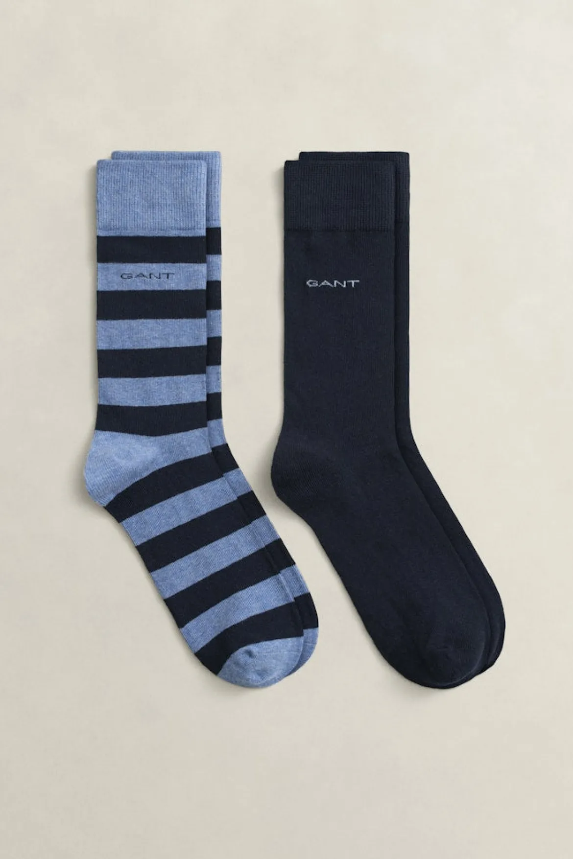 Gant miesten sukat Barstripe And Solid 2-pack, tummansininen