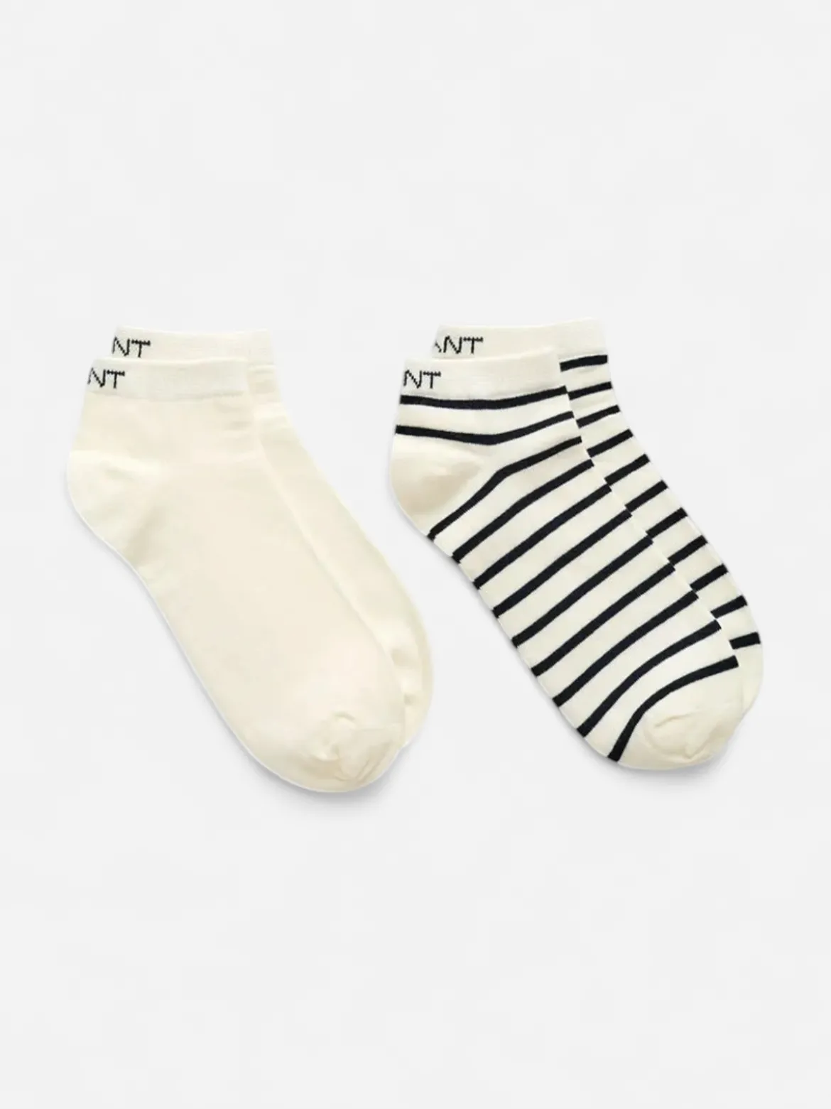 Gant miesten sukat 2-Pack Breton Striped Ankle Socks, raidallinen valkoinen