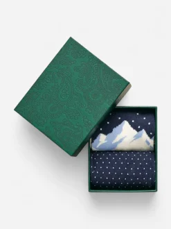Gant miesten sukat, SKIERS ARTWORK SOCKS 2-PACK Tummansininen