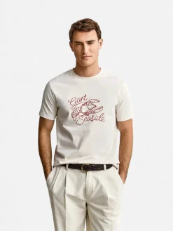 Gant miesten t-paita Embroidered T-paita, valkoinen