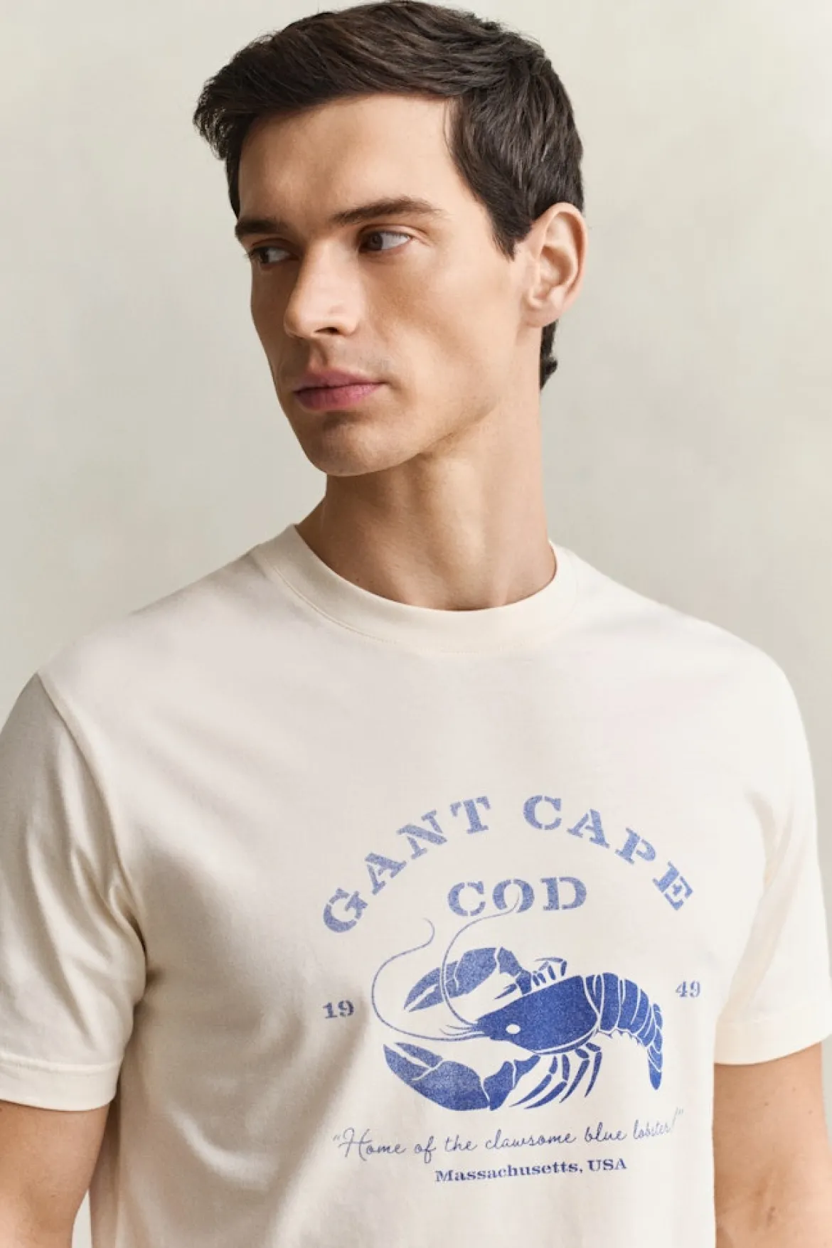 Gant miesten t-paita Graphic SS TShirt Lobster, luonnonvalkoinen