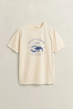 Gant miesten t-paita Graphic SS TShirt Lobster, luonnonvalkoinen