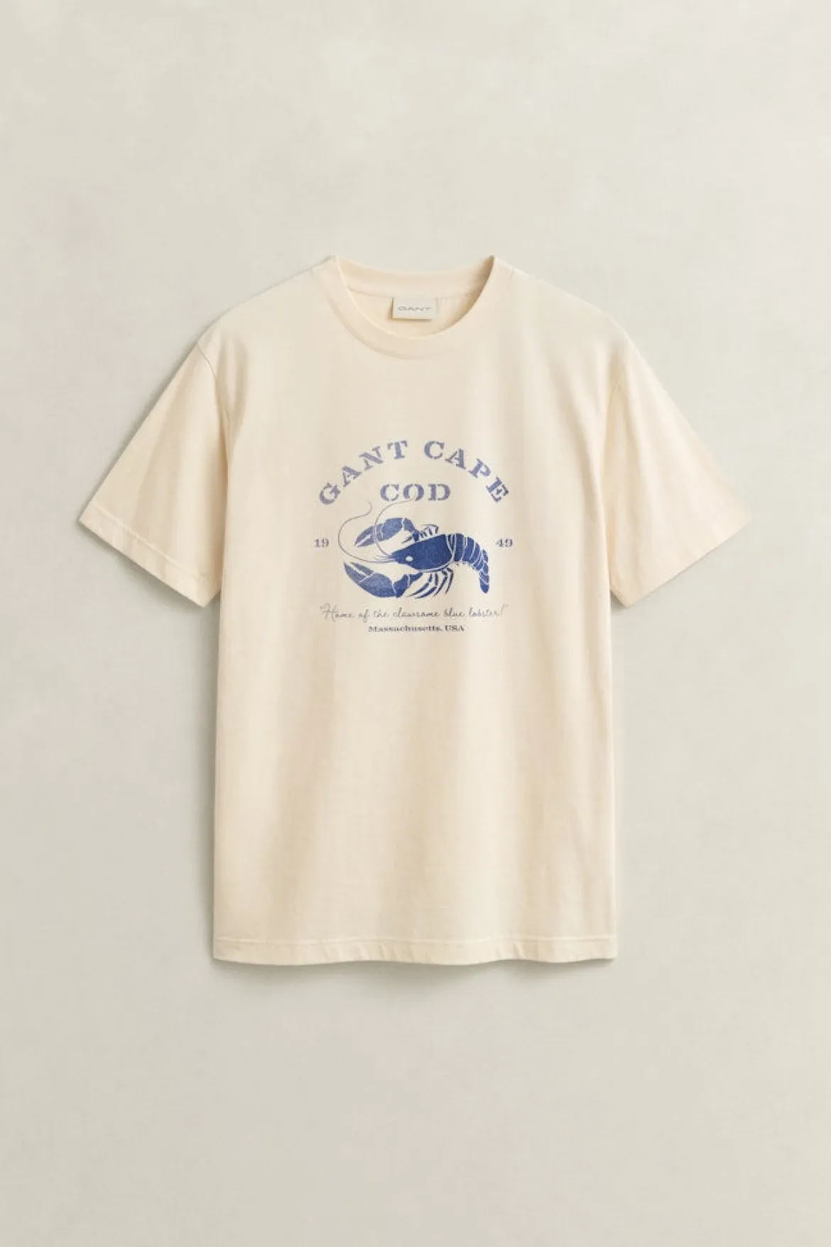 Gant miesten t-paita Graphic SS TShirt Lobster, luonnonvalkoinen