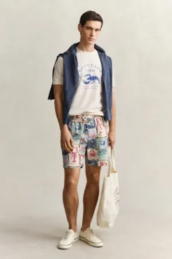 Gant miesten t-paita Graphic SS TShirt Lobster, luonnonvalkoinen