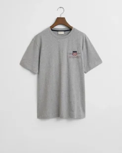 Gant miesten t-paita K Reg Archive Shield EMB SS T-Shirt, vaaleanharmaa melee