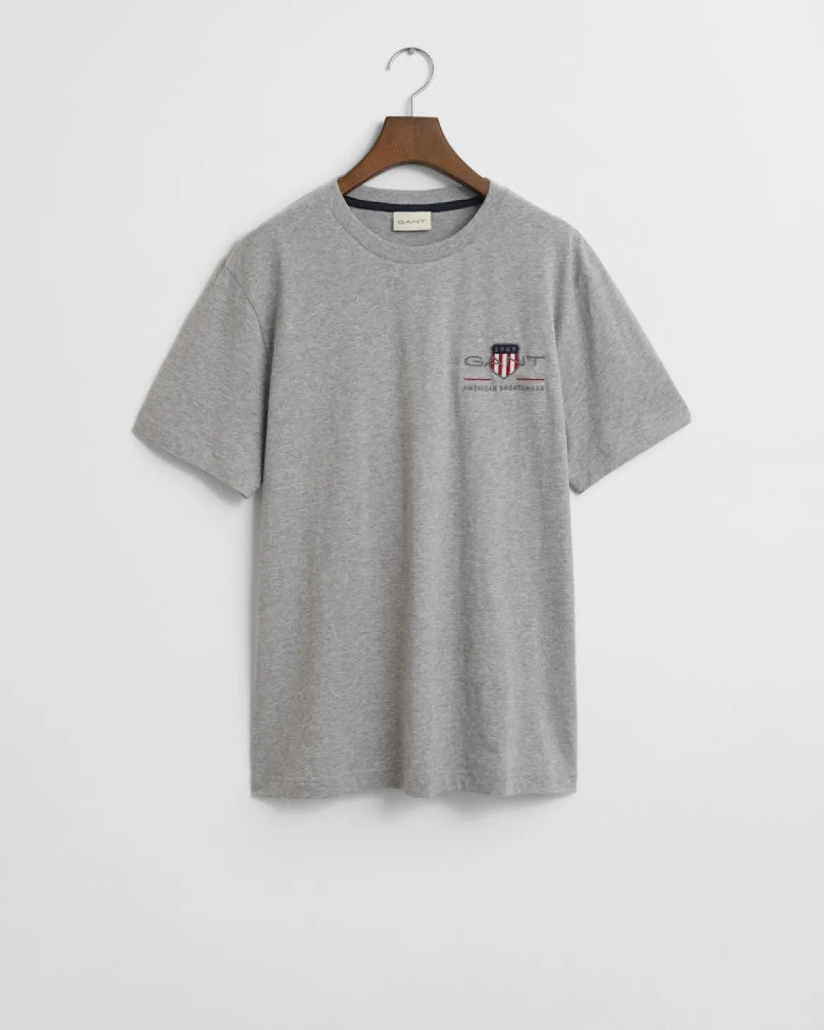 Gant miesten t-paita K Reg Archive Shield EMB SS T-Shirt, vaaleanharmaa melee