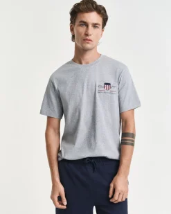 Gant miesten t-paita K Reg Archive Shield EMB SS T-Shirt, vaaleanharmaa melee