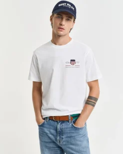 Gant miesten t-paita K Reg Archive Shield EMB SS T-Shirt, valkoinen