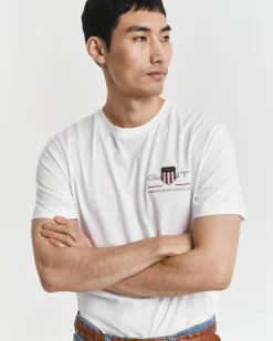 Gant miesten t-paita K Reg Archive Shield EMB SS T-Shirt, valkoinen