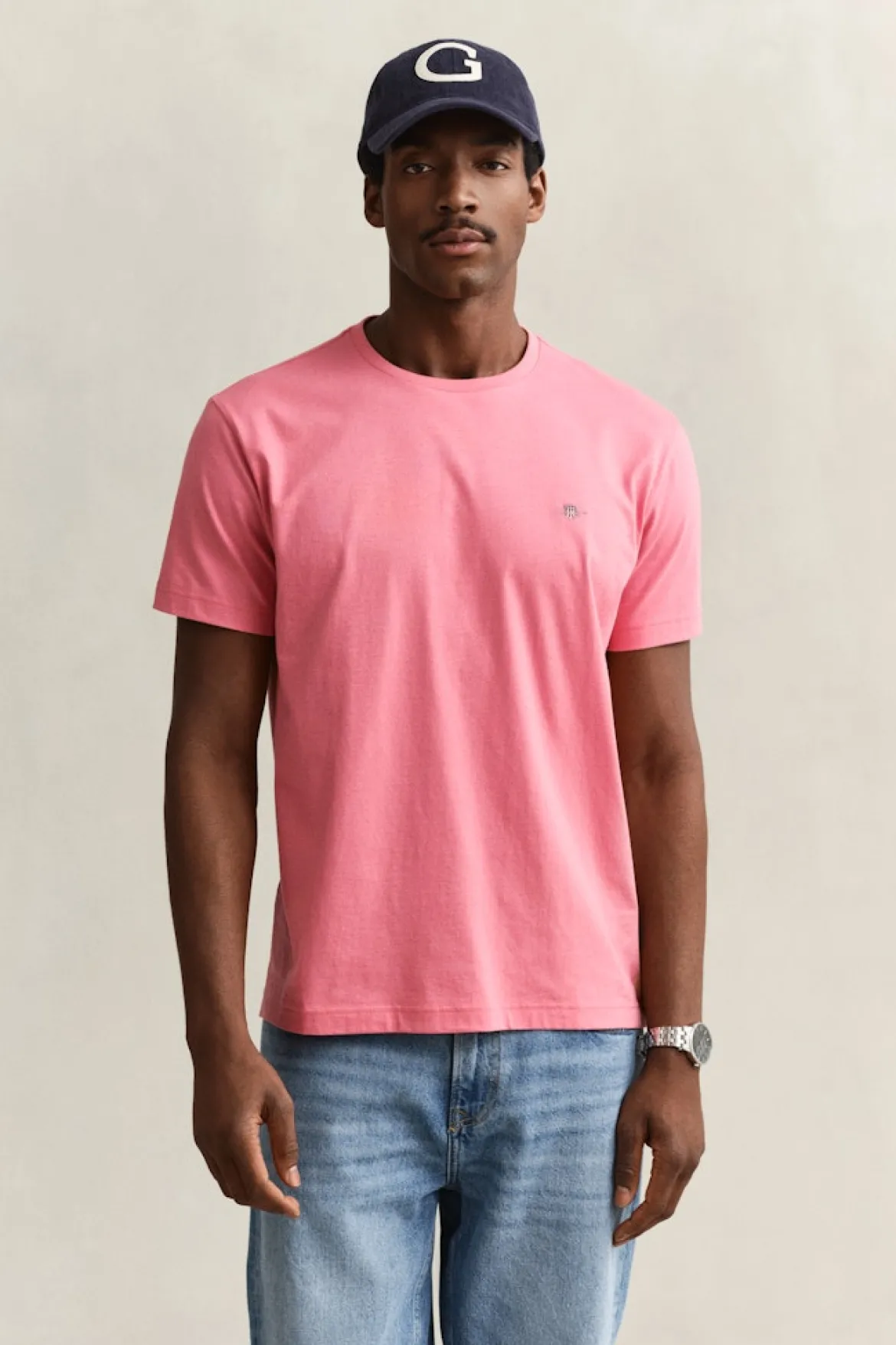 Gant miesten t-paita Reg Shield SS T-Shirt, vaaleanpunainen