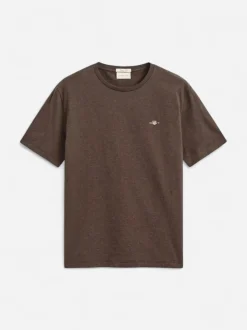 Gant miesten T-paita Shield SS T-Shirt, tummanruskea