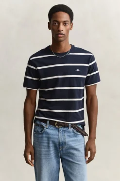 Gant miesten t-paita Striped SS T-Shirt, tummansininen