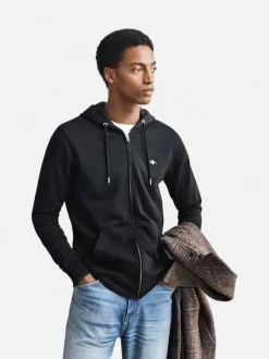 Gant miesten vetoketjullinen huppari K Shield Full Zip Hoodie, Musta