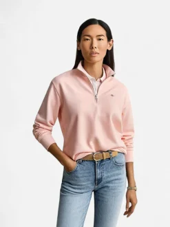 Gant naisten collegepaita Shield Half-zip, vaaleanpunainen