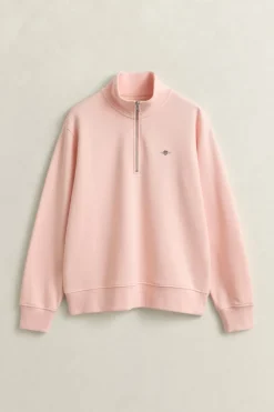 Gant naisten collegepaita Shield Half-zip, vaaleanpunainen