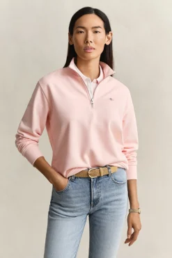 Gant naisten collegepaita Shield Half-zip, vaaleanpunainen