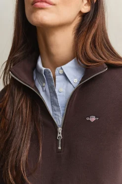 Gant naisten collegepaita Shield Half-Zip, tummanruskea