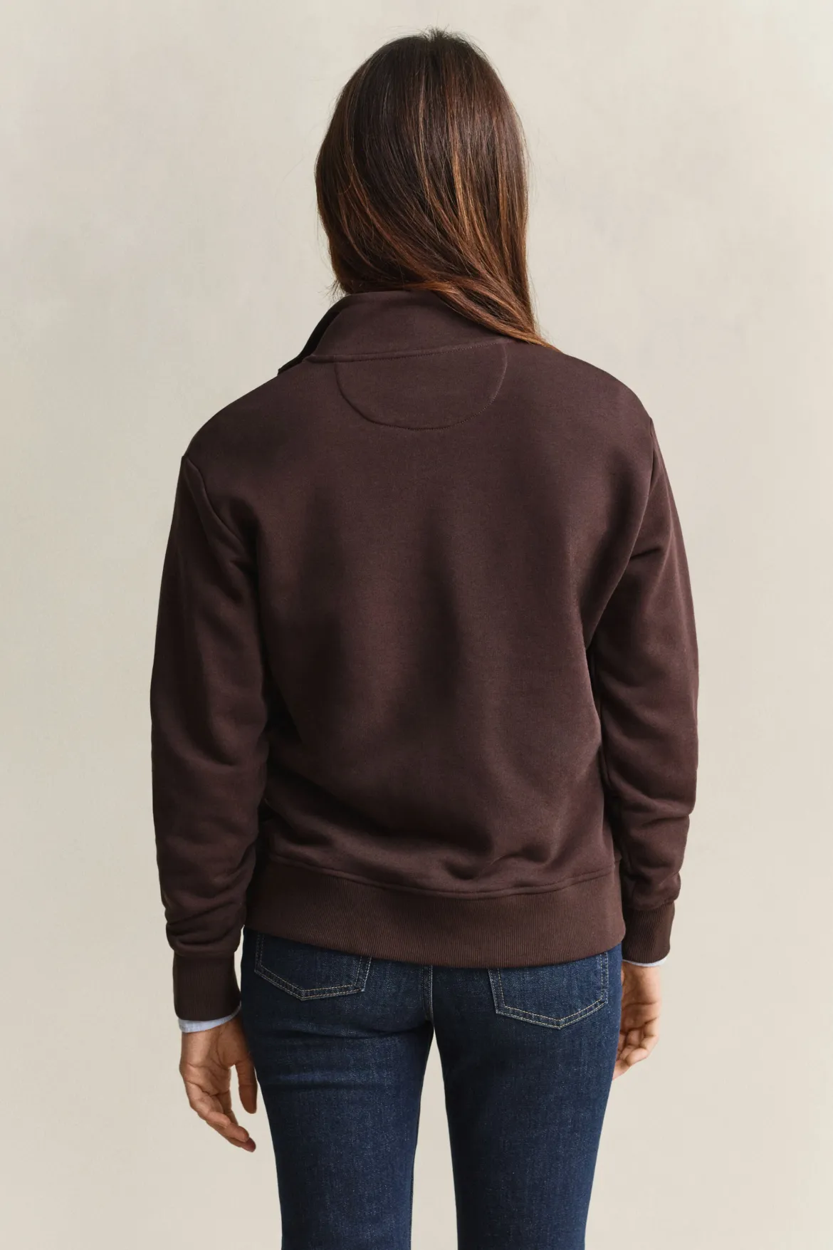 Gant naisten collegepaita Shield Half-Zip, tummanruskea