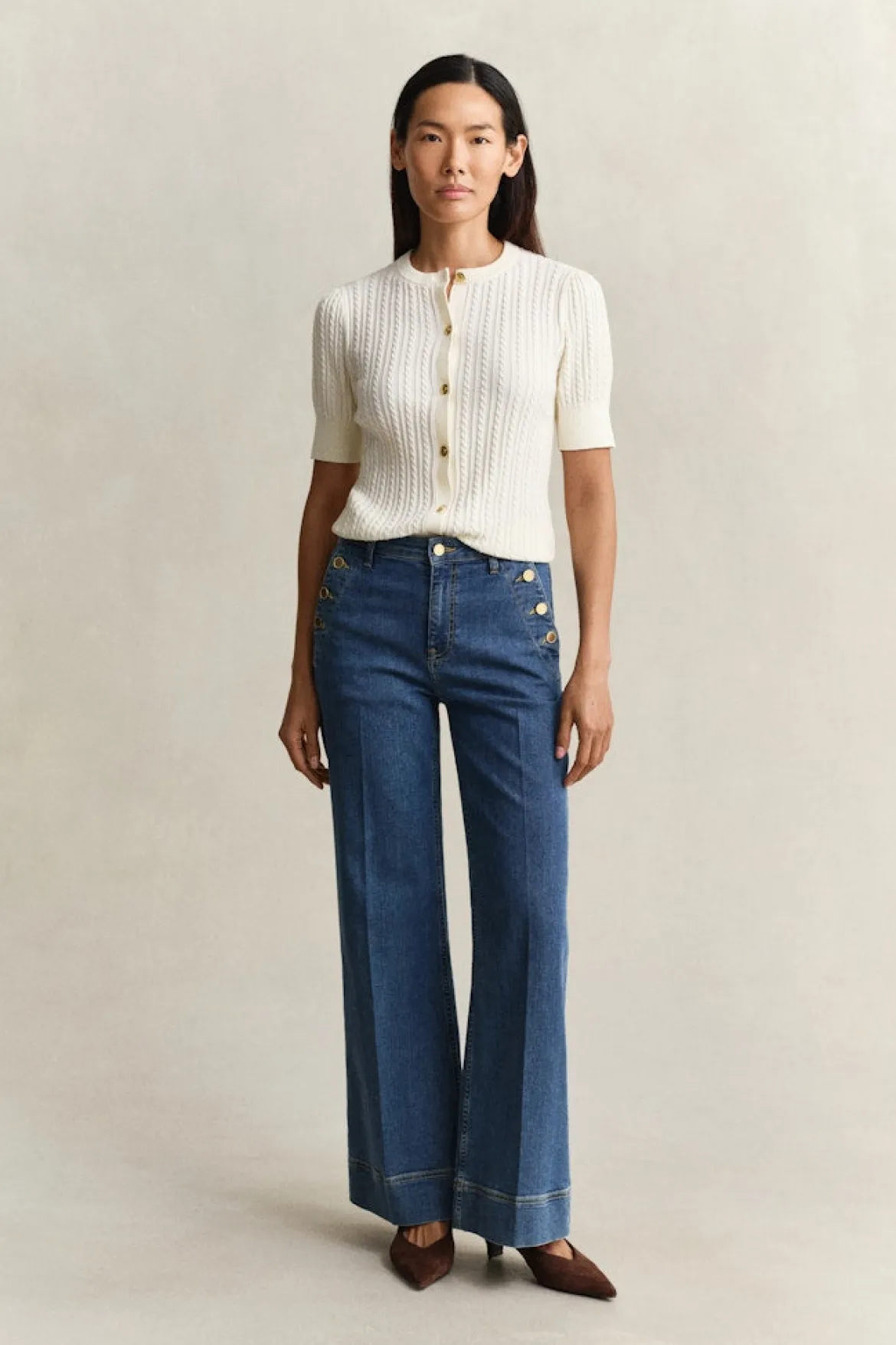 Gant naisten farkut Flare Nautical Jeans, sininen indigo